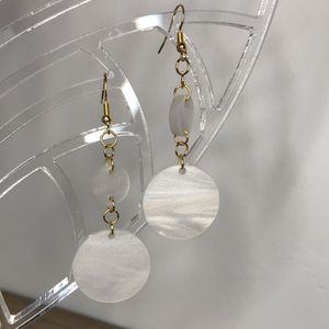 Circle pearl dangle earrings